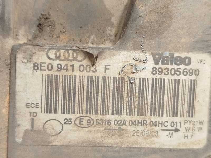 Recambio de faro izquierdo para audi a4 b6 (8e2) 1.9 tdi referencia OEM IAM 8E0941003F 8E0941029C 89305690