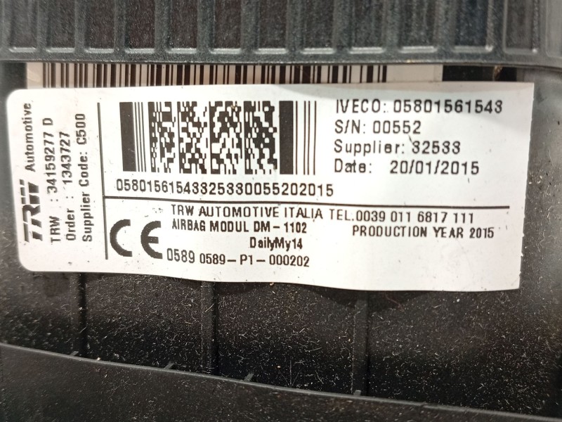 Recambio de airbag delantero izquierdo para iveco daily vi furgoneta 33s13, 35s13, 35c13 referencia OEM IAM 5801561543 058015615