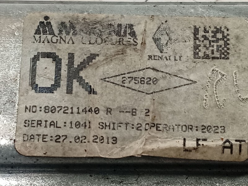 Recambio de elevalunas delantero izquierdo para dacia sandero ii (b8_) 1.5 dci referencia OEM IAM 807211440R  