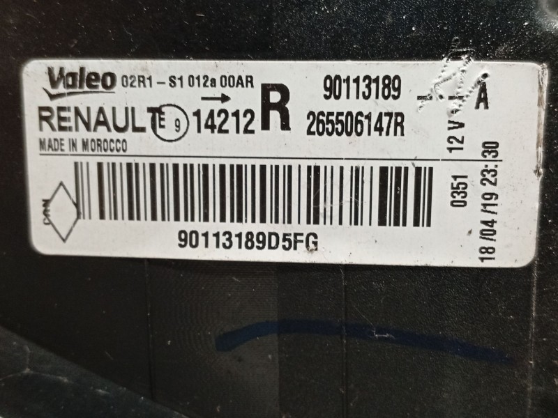 Recambio de piloto trasero derecho para dacia sandero ii (b8_) 1.5 dci referencia OEM IAM 265506147R  90113189