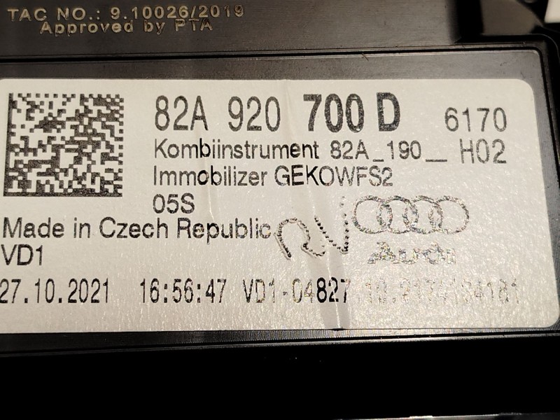 Recambio de cuadro instrumentos para audi a1 city carver (gbh) 30 tfsi referencia OEM IAM 82A920700D  