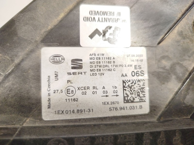 Recambio de faro izquierdo para seat ateca (kh7, khp) 1.5 tsi referencia OEM IAM 576941031B 576941773 1EX014891