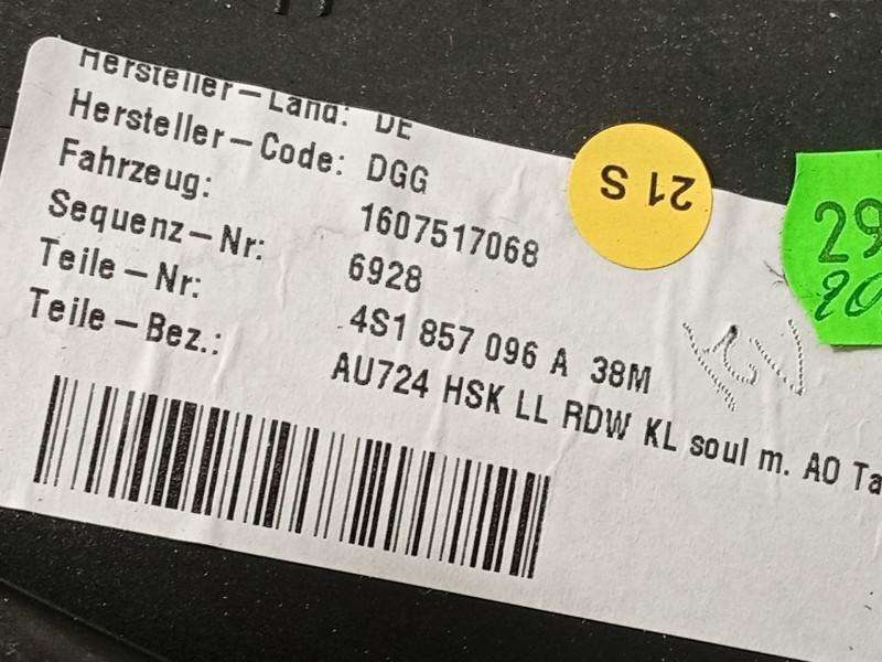 Recambio de guantera para audi r8 (4s3, 4sp) 5.2 fsi quattro referencia OEM IAM 4S1857096A38M 4S185709638M 