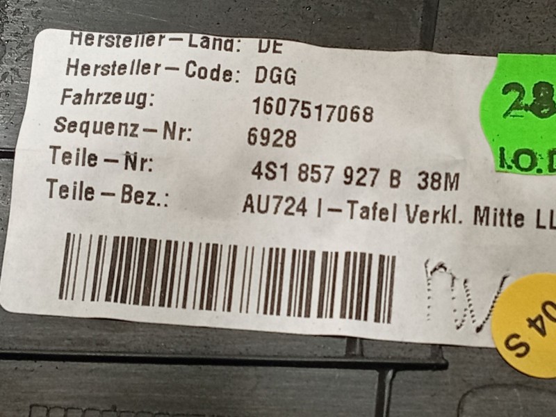 Recambio de embellecedor para audi r8 (4s3, 4sp) 5.2 fsi quattro referencia OEM IAM 4S1857927B38M  