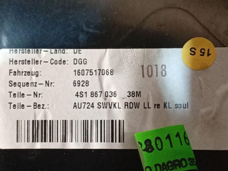 Recambio de tapizado maletero para audi r8 (4s3, 4sp) 5.2 fsi quattro referencia OEM IAM 4S186703638M  