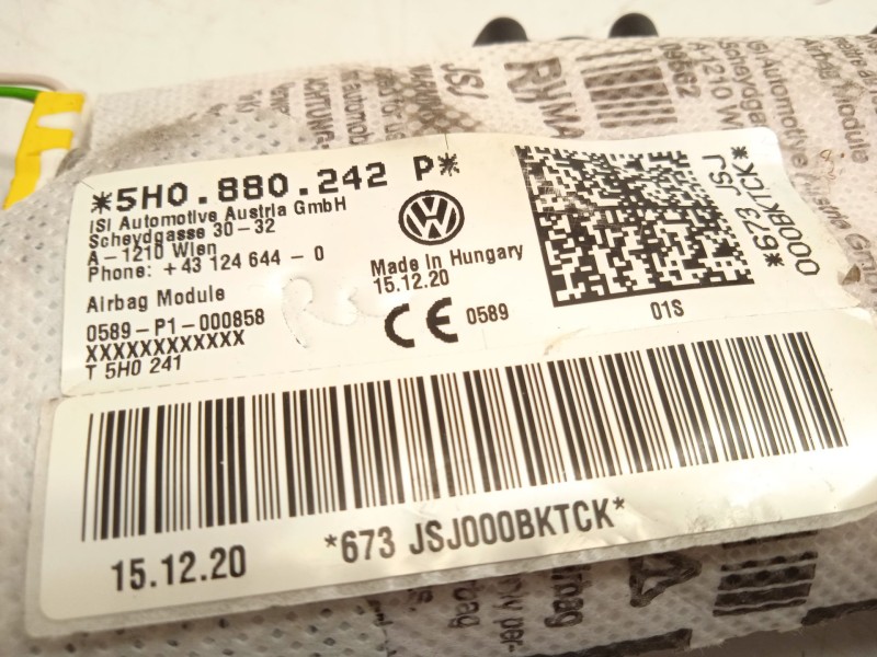 Recambio de airbag lateral derecho para volkswagen golf viii (cd1, da1) 1.0 tsi referencia OEM IAM 5H0880242P  