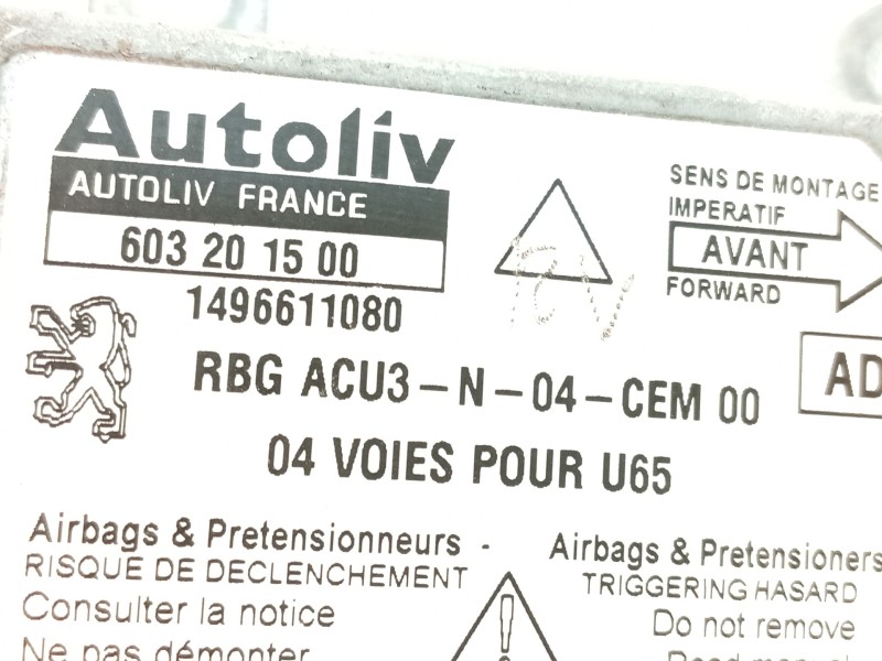 Recambio de centralita airbag para peugeot expert (224_) 2.0 hdi referencia OEM IAM 1496611080  603201500