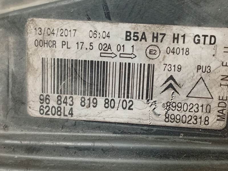 Recambio de faro izquierdo para citroën c4 coupé (la_) 1.6 hdi referencia OEM IAM 6208L4 9684381980 