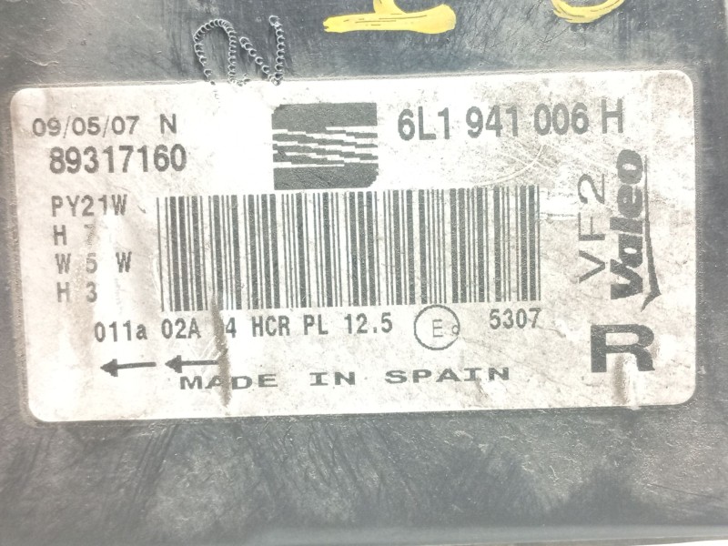 Recambio de faro derecho para seat ibiza iii (6l1) 1.4 tdi referencia OEM IAM 6L1941006H  89317160