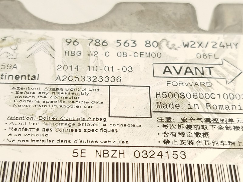 Recambio de centralita airbag para peugeot 508 1.6 e-hdi fap referencia OEM IAM 9678656380  A2C53323336