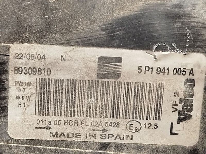 Recambio de faro izquierdo para seat altea (5p1) 2.0 tdi 16v referencia OEM IAM 5P1941005A  89309810