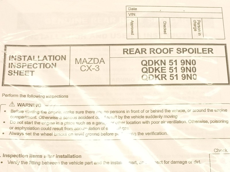 Recambio de aleron trasero para mazda cx-3 (dk) 1.5 skyactiv-d (dk2ws) referencia OEM IAM QDKE519N0PZ  
