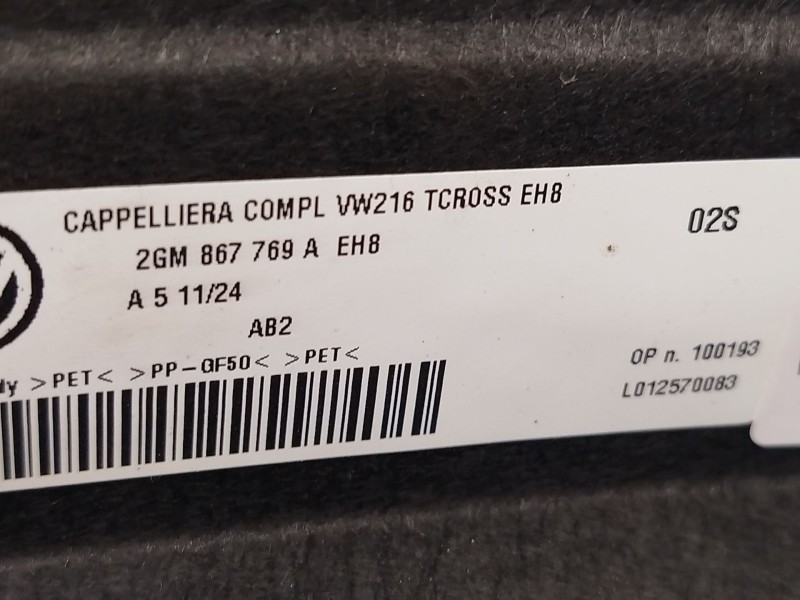 Recambio de bandeja trasera para volkswagen t-cross (c11, d31) 1.0 tsi referencia OEM IAM 2GM867769AEH8  