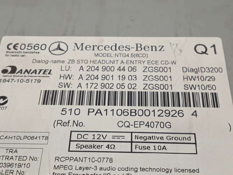 Recambio de sistema navegacion gps para mercedes-benz clase c (w204) familiar 220 t cdi blueefficiency (204.202) referencia OEM - Negro 7