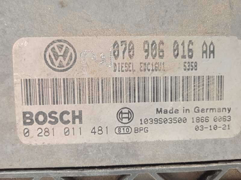 Recambio de centralita motor uce para volkswagen touareg (7la) tdi v10 referencia OEM IAM 070906016AA  0281011481 - Negro 5