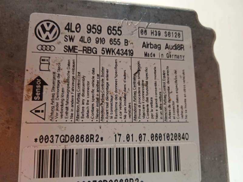 Recambio de centralita airbag para audi q7 (4l) 3.0 tdi referencia OEM IAM 4L0959655 4L09110655B 5WK43419 4