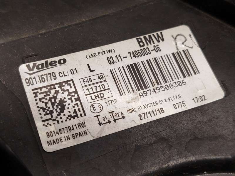 Recambio de faro izquierdo para bmw x1 (f48) sdrive 18 i referencia OEM IAM 63117495003 63117436461 90146779 - Negro 6