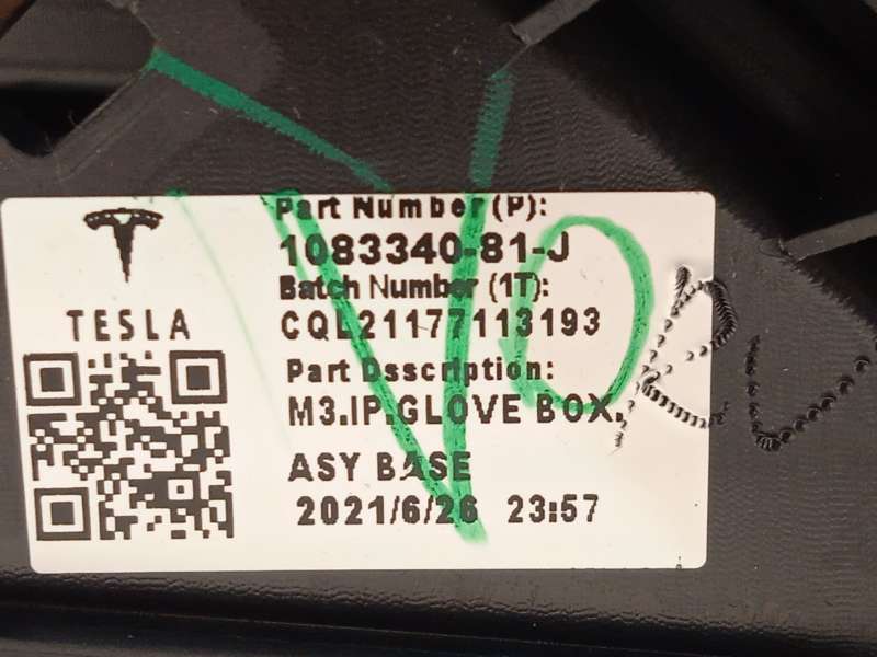 Recambio de guantera para tesla model 3 ev referencia OEM IAM 108334081J - Blanco 4