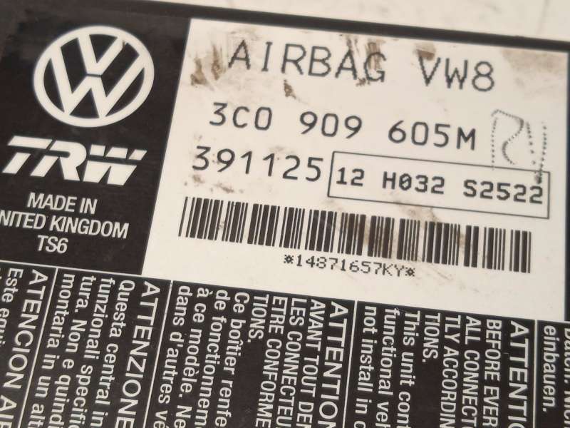 Recambio de centralita airbag para volkswagen passat b6 (3c2) 2.0 tdi referencia OEM IAM 3C0909605M 3C0909605M00B 4