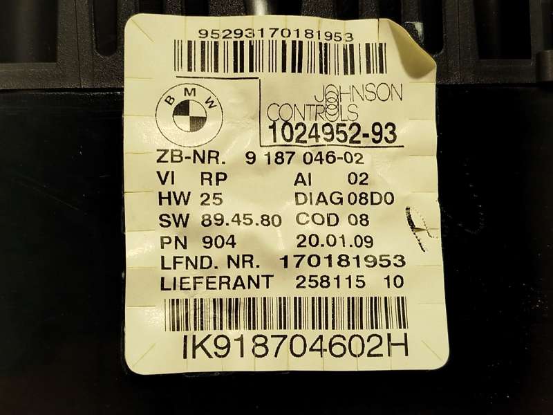 Recambio de cuadro instrumentos para bmw 1 (e87) 118 d referencia OEM IAM 9187046  1024952 7