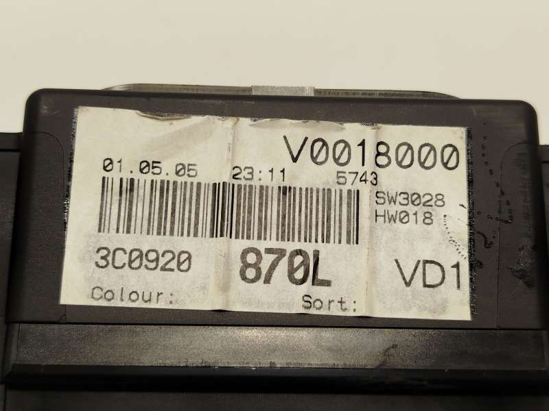 Recambio de cuadro instrumentos para volkswagen passat b6 (3c2) 2.0 tdi 16v referencia OEM IAM 3C0920870L  V0018000 5