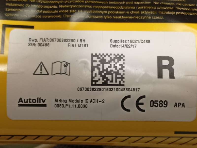 Recambio de airbag cortina delantero derecho para maserati levante suv (m161) 3.0 d q4 referencia OEM IAM 670038229 06700382290 4
