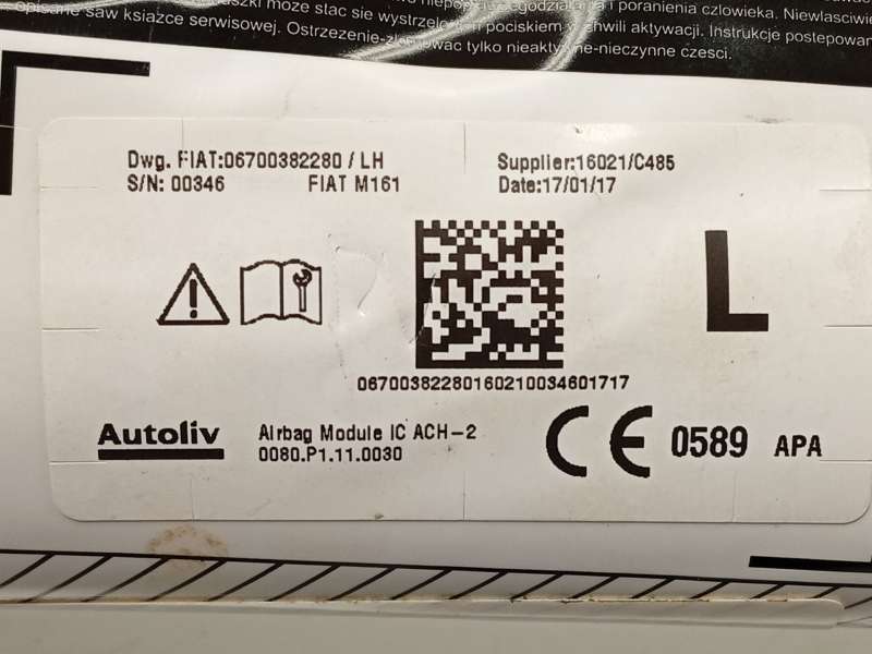 Recambio de airbag cortina delantero izquierdo para maserati levante suv (m161) 3.0 d q4 referencia OEM IAM 670038228 0670038228 4
