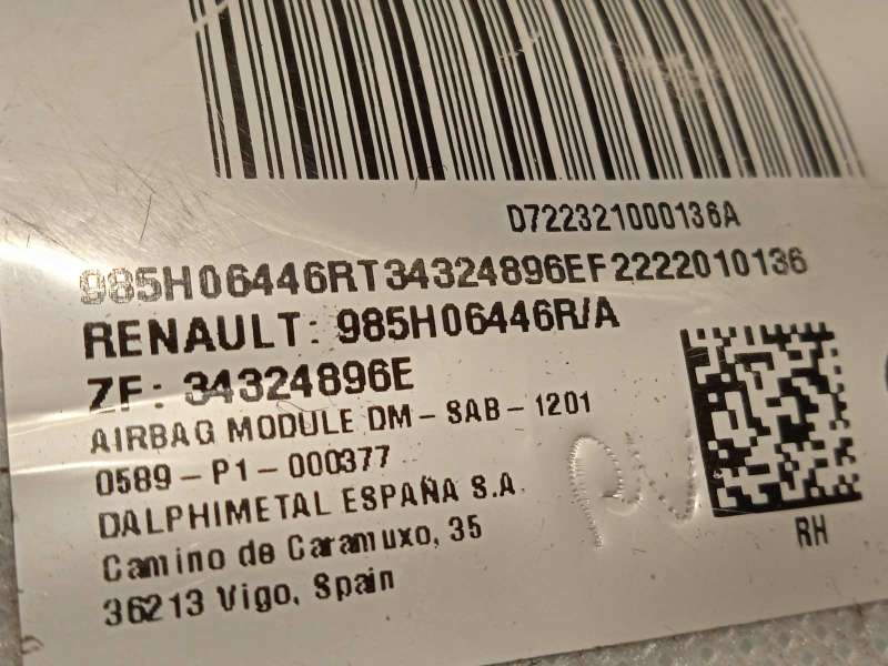 Recambio de airbag lateral derecho para renault austral techno espirit alpine referencia OEM IAM 985H06446R 985P07196R 4