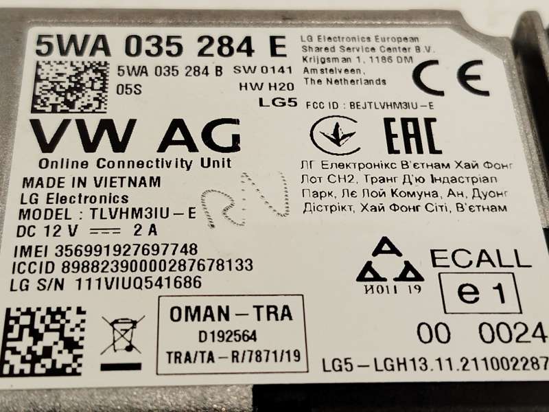 Recambio de modulo electronico para volkswagen passat b8 (3g2, cb2) 2.0 tdi referencia OEM IAM 5WA035284E 4