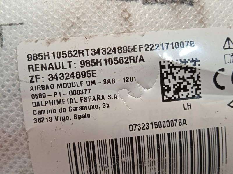 Recambio de airbag lateral izquierdo para renault austral techno espirit alpine referencia OEM IAM 985H10562R 985P14087R 4