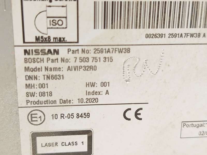 Recambio de sistema audio / radio cd para nissan qashqai ii (j11, j11_) 1.5 dci referencia OEM IAM 2591A7FW3B  7503751315 - Blanco 8