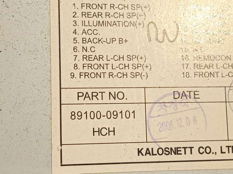 Recambio de sistema audio / radio cd para ssangyong actyon i 2.0 xdi referencia OEM IAM 8910009101 8910009101HBH 6
