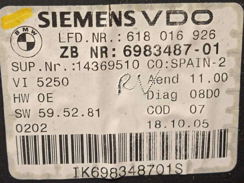 Recambio de cuadro instrumentos para bmw serie 3 berlina (e90) 318d referencia OEM IAM 6983487 62106983487 7