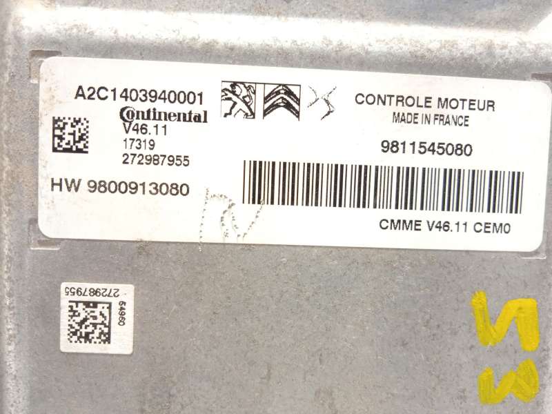 Recambio de centralita motor uce para citroën c4 cactus feel referencia OEM IAM 9811545080 9800913080 A2C1403940001 - Rojo 4