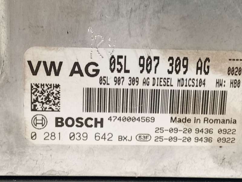 Recambio de centralita motor uce para volkswagen tiguan 2,0 tig referencia OEM IAM 05L907309AG  0281039642 5