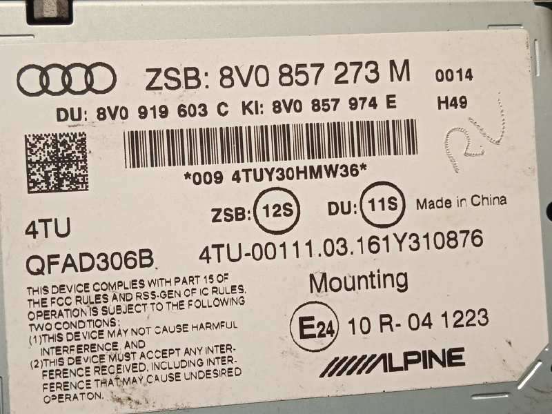 Recambio de pantalla multifuncion para audi a3 sportback (8va) ambiente referencia OEM IAM 8V0857273M6PS - Negro 5