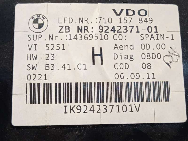 Recambio de cuadro instrumentos para bmw x1 (e84) xdrive 18d referencia OEM IAM 9242371 62109242371 A2C53418510 6