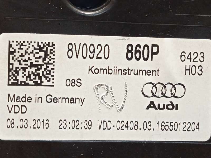 Recambio de cuadro instrumentos para audi a3 sportback (8va) 2.0 16v tdi referencia OEM IAM 8V0920860P - Blanco 6