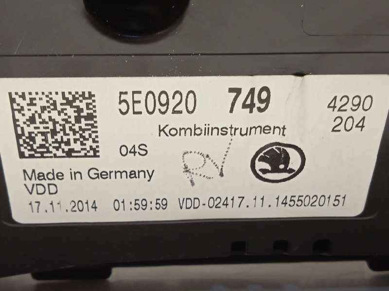 Recambio de cuadro instrumentos para skoda octavia combi (5e5) 2.0 tdi referencia OEM IAM 5E0920749 - Blanco 6