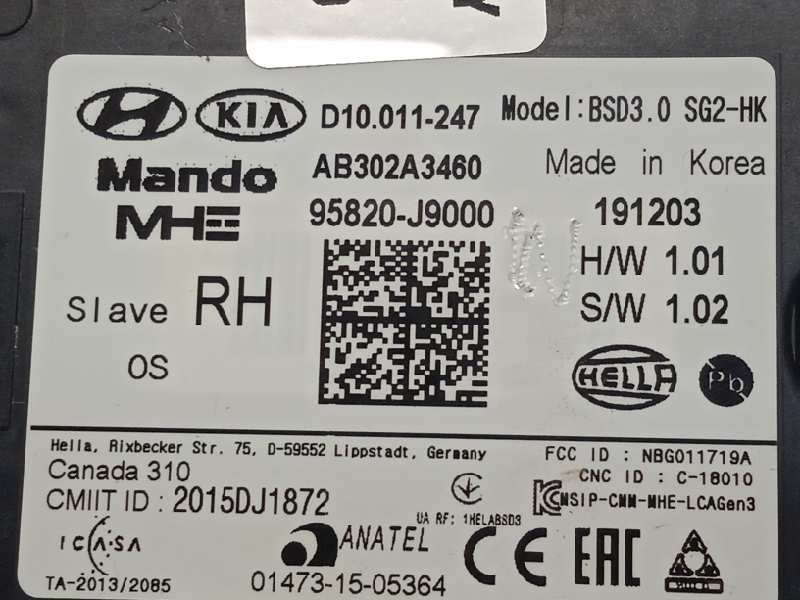 Recambio de modulo electronico para hyundai kona 1.0 tgdi cat referencia OEM IAM 95820J9000 - Blanco 5