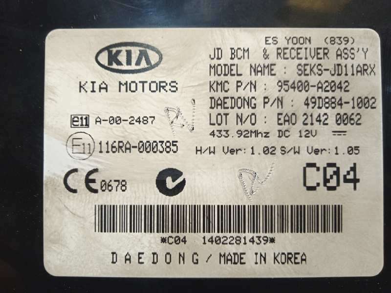 Recambio de modulo electronico para kia cee'd drive referencia OEM IAM 95400A2042  116RA000385 - Blanco 4