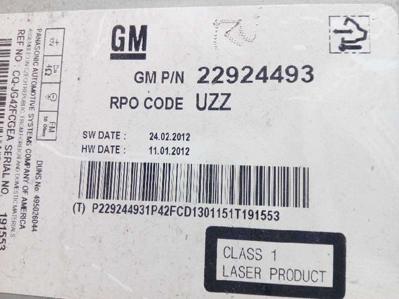 Recambio de sistema audio / radio cd para opel astra j lim. 1.7 16v cdti referencia OEM IAM 22924493 - Blanco 4