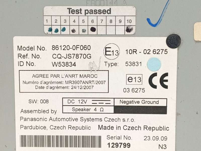 Recambio de sistema audio / radio cd para toyota verso (_r2_) 2.0 d-4d (aur20_) referencia OEM IAM 861200F060 - Azul 7
