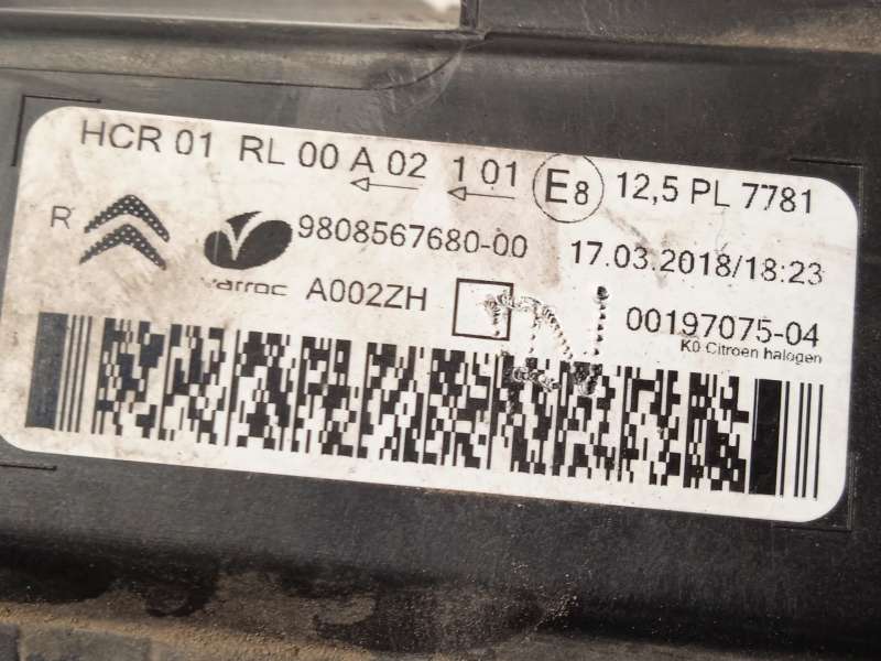 Recambio de faro derecho para citroën spacetourer autobús (v_) 1.6 bluehdi 115 referencia OEM IAM 9808567680 - Rojo 10