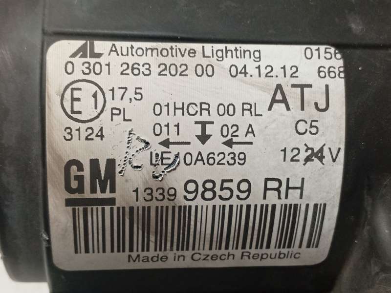 Recambio de faro derecho para opel zafira tourer c (p12) 2.0 cdti (75) referencia OEM IAM 13399859 39009022 030126320200 - Negro 5