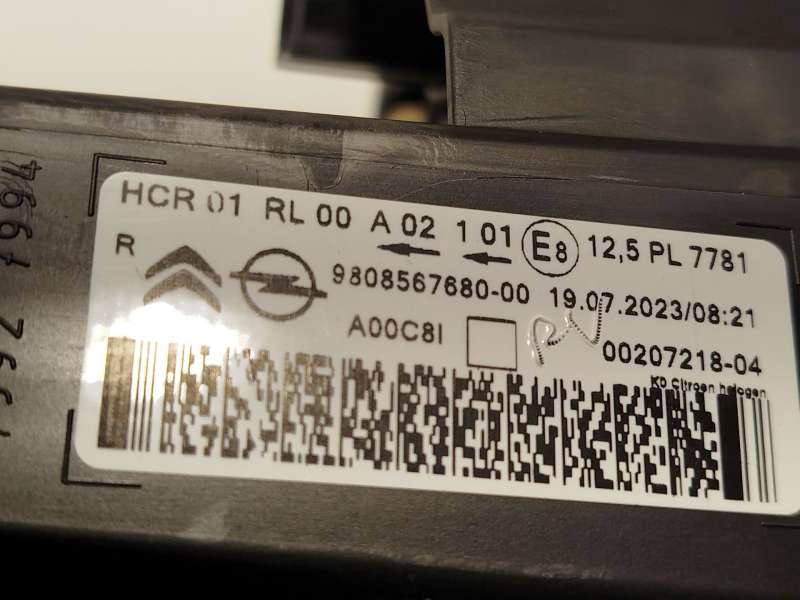 Recambio de faro derecho para citroën spacetourer autobús (v_) 1.6 bluehdi 115 referencia OEM IAM 9808567680 7