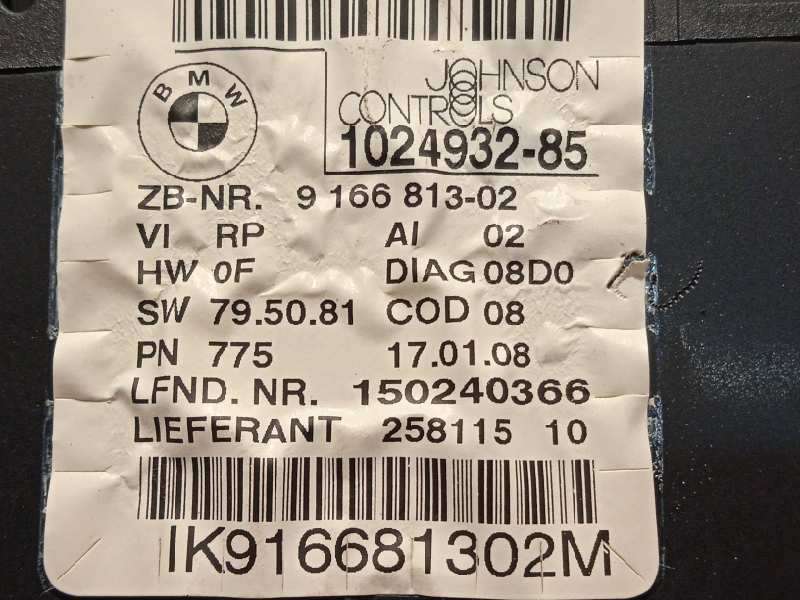 Recambio de cuadro instrumentos para bmw serie 1 berlina (e81/e87) 118i referencia OEM IAM 9166813 62109166813 102493285 - Azul 6