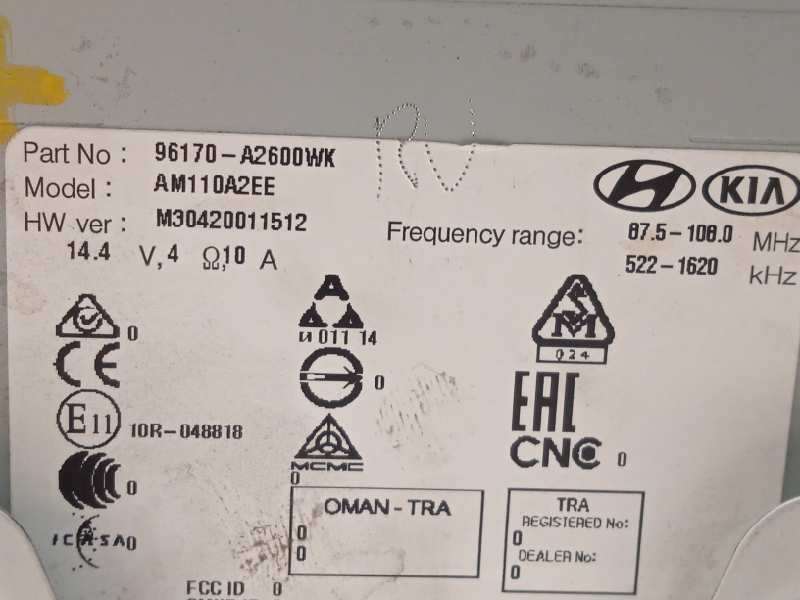 Recambio de sistema audio / radio cd para kia cee'd sporty wagon 1.6 crdi cat referencia OEM IAM 96170A2600WK - Blanco 7