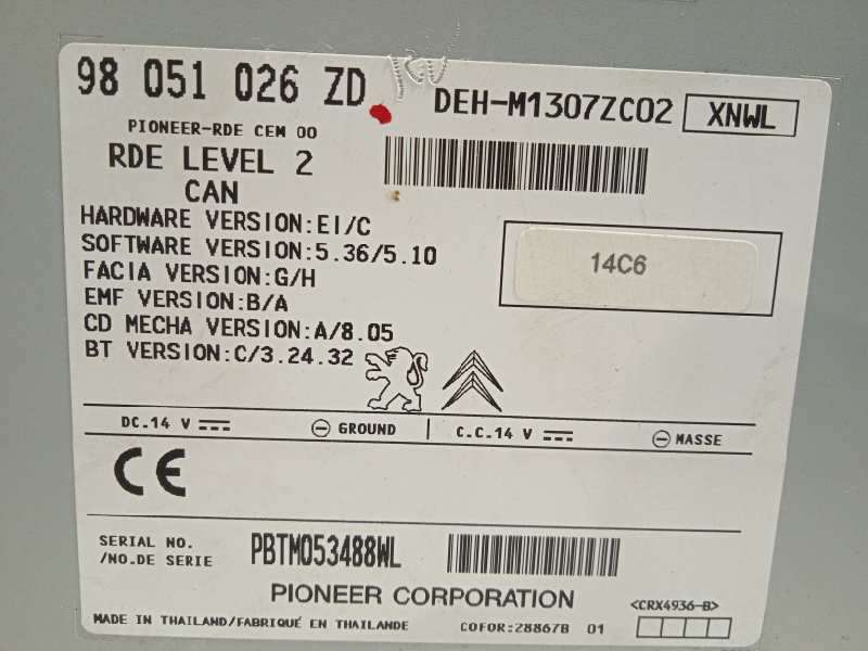 Recambio de sistema audio / radio cd para peugeot 208 access referencia OEM IAM 98051026ZD  16087579ZD - Blanco 5