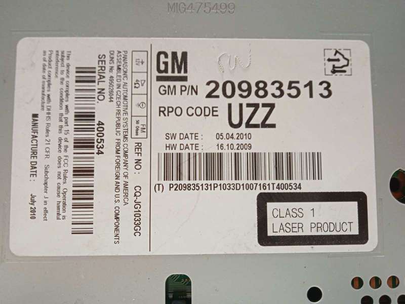 Recambio de sistema audio / radio cd para opel astra j lim. sport referencia OEM IAM 20983513 - Azul 5